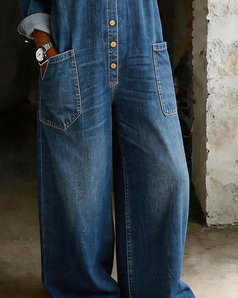 Cowboy Casual Loose Large Pocket Jumpsuit