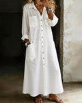Lapel Pocket Shirt Dress