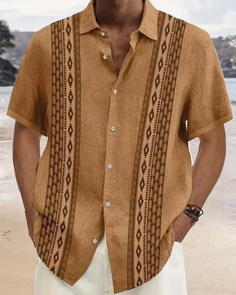 Bohemian Geometric Pattern Printed Shirt