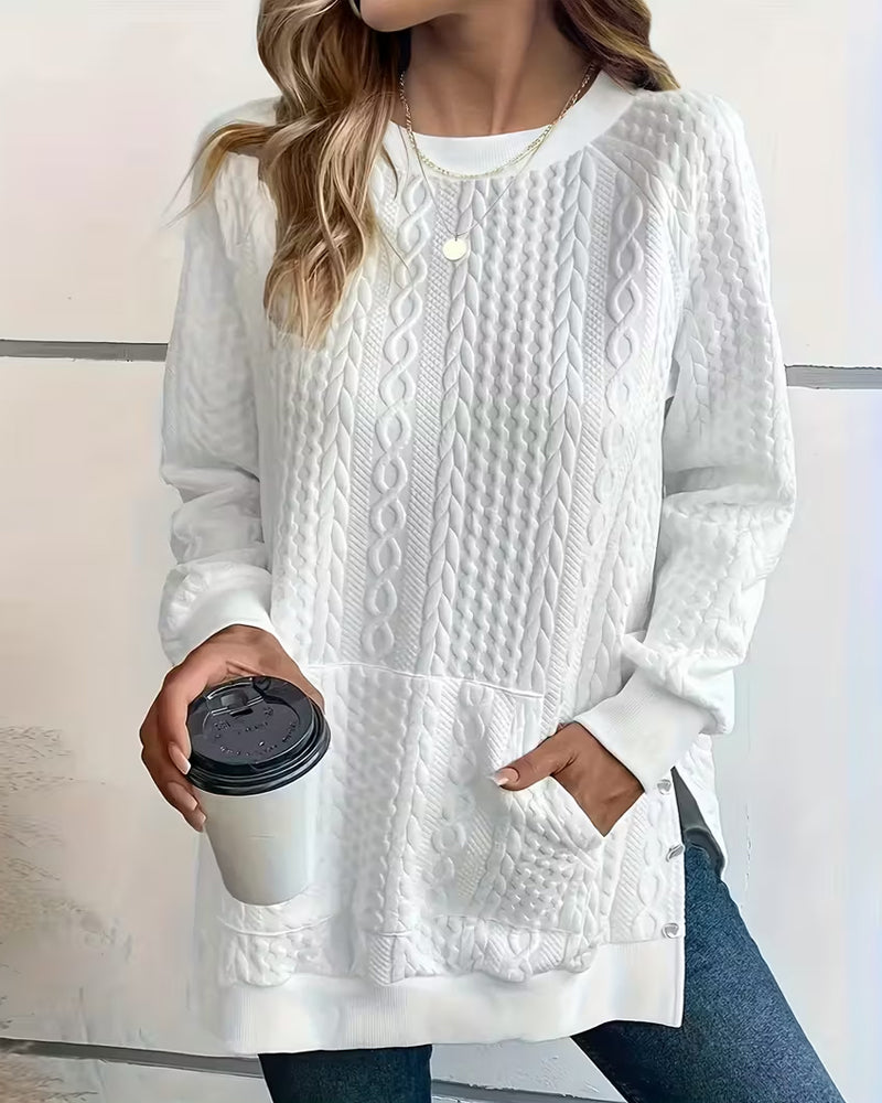 Pocketed Split-Hem Sweatshirt