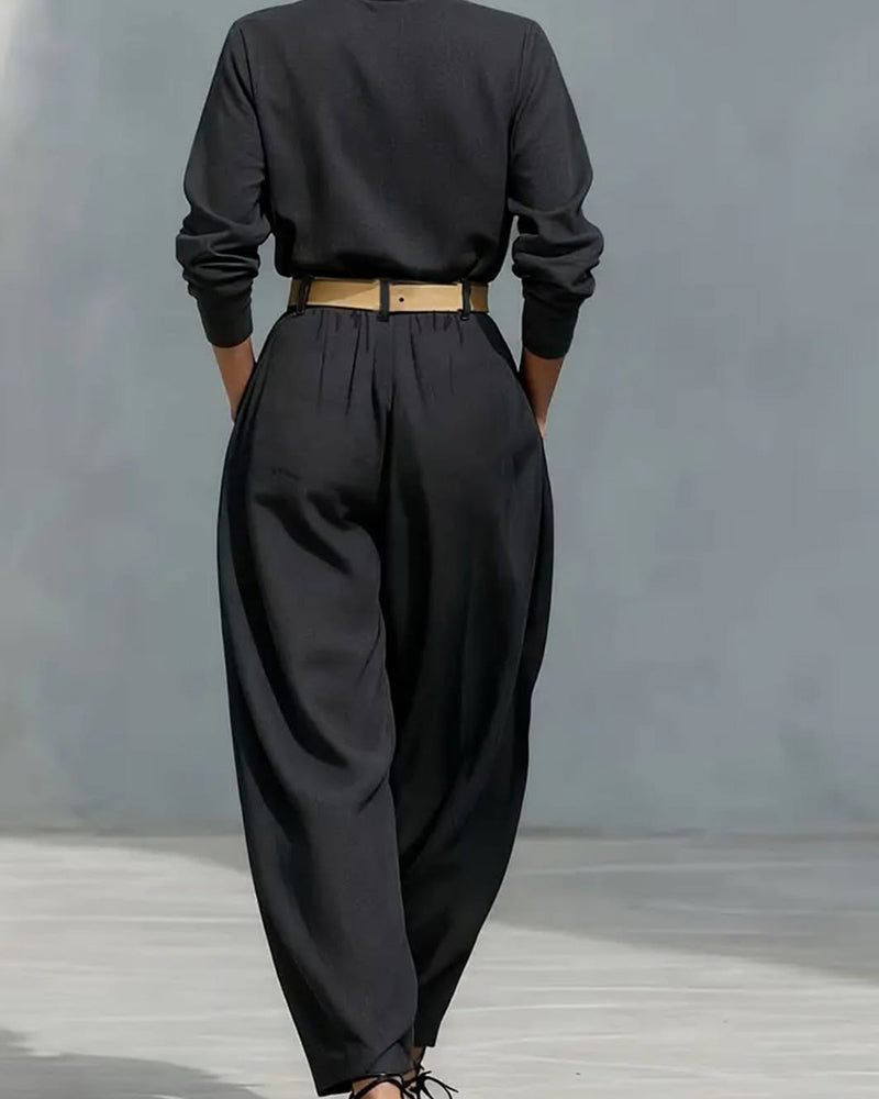 High Waist Wide-Leg Carrot Pants