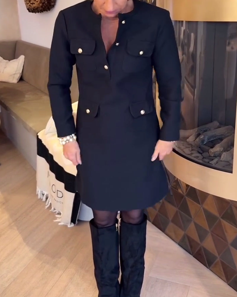 Elegant And Slimming Long-Sleeved Dress