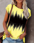 Round Neck Gradient Contrast T-Shirt