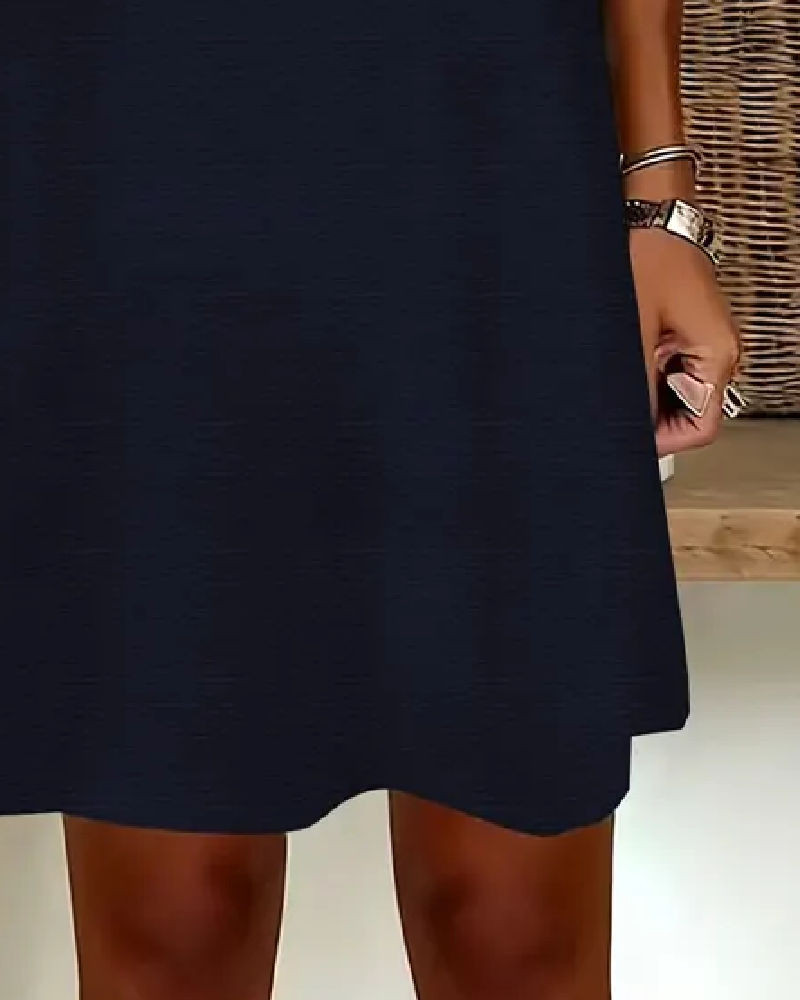 V-Neck Short Sleeve Solid Sheath Dress