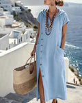 Hooded Split Pocket Casual Dress