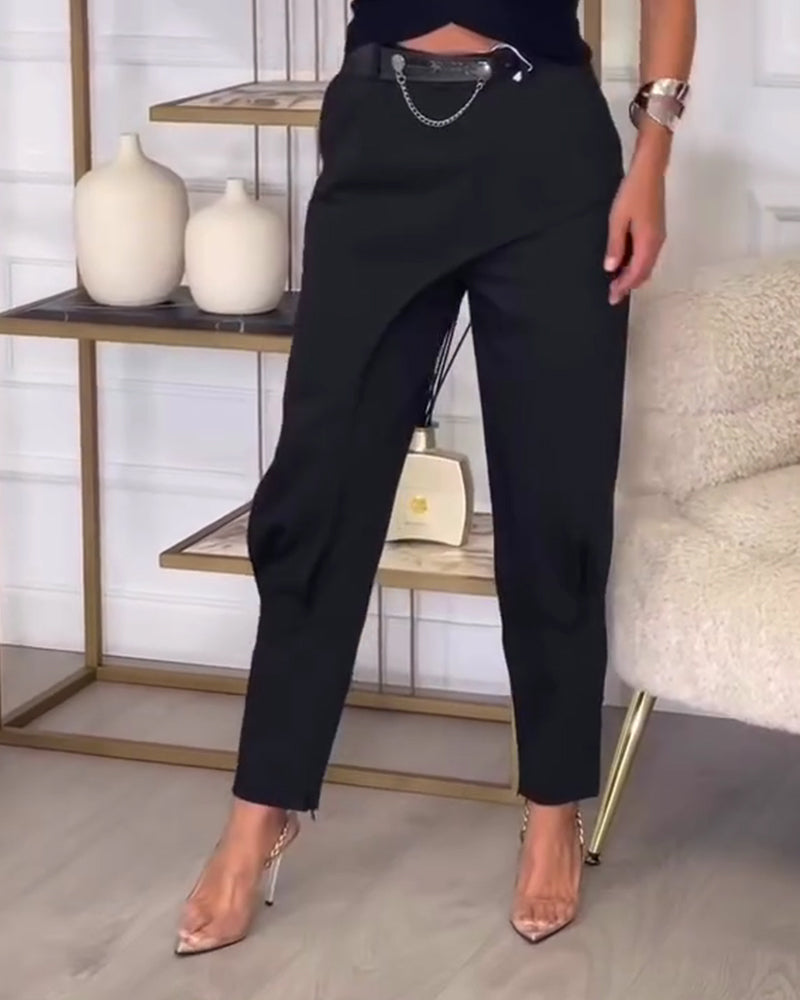 Wrap-Style Small-Foot Casual Pants