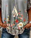 Leopard Floral Patchwork T-Shirt