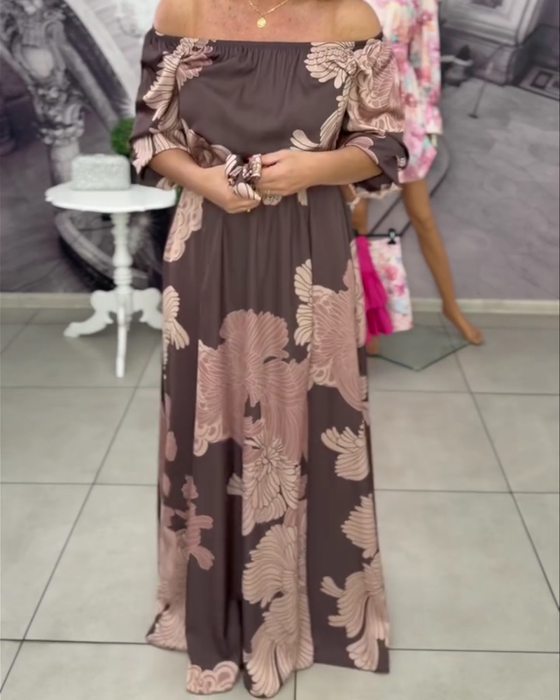 Floral Print One Shoulder Maxi Dress