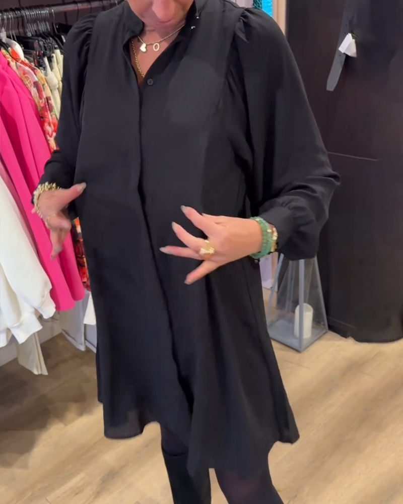 V-neck simple knee-length dress