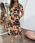 Pocket lapel printed dress