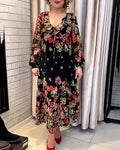 Floral print V-neck elegant dress