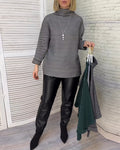 Printed turtleneck casual top