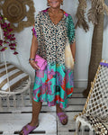 Leopard print lapel pocket dress