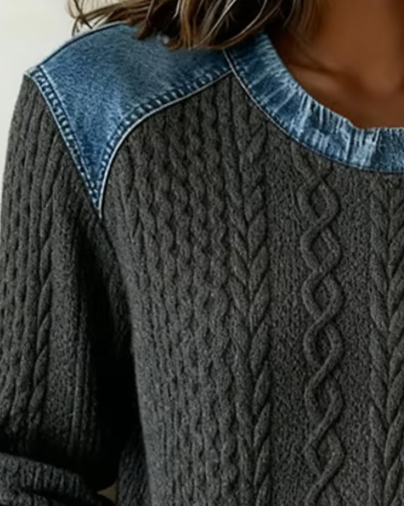 Color-Blocked Crew Neck Sweatshirt