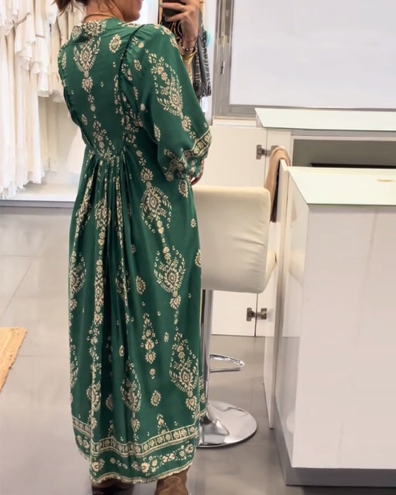 Casual Print Loose Pocket Dress